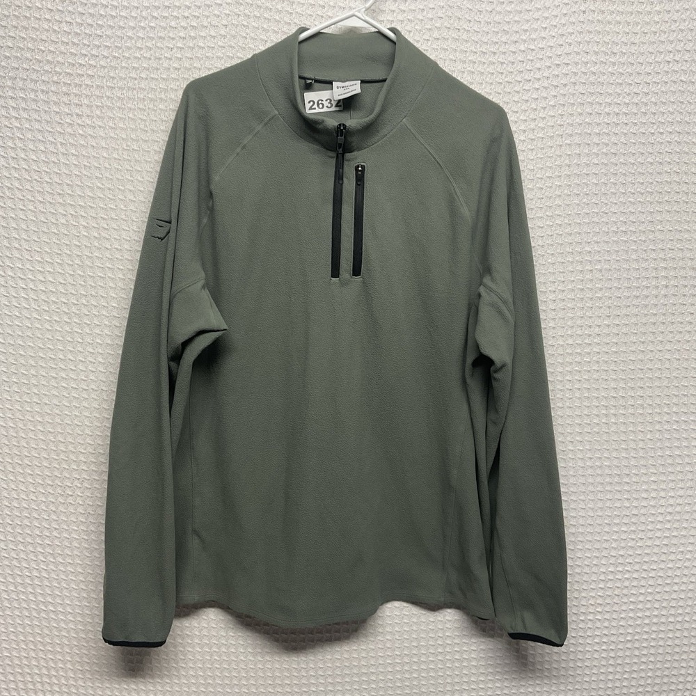 Gymshark Sweater Mens 2XL Forest Green Running Quarter Zip Fleece